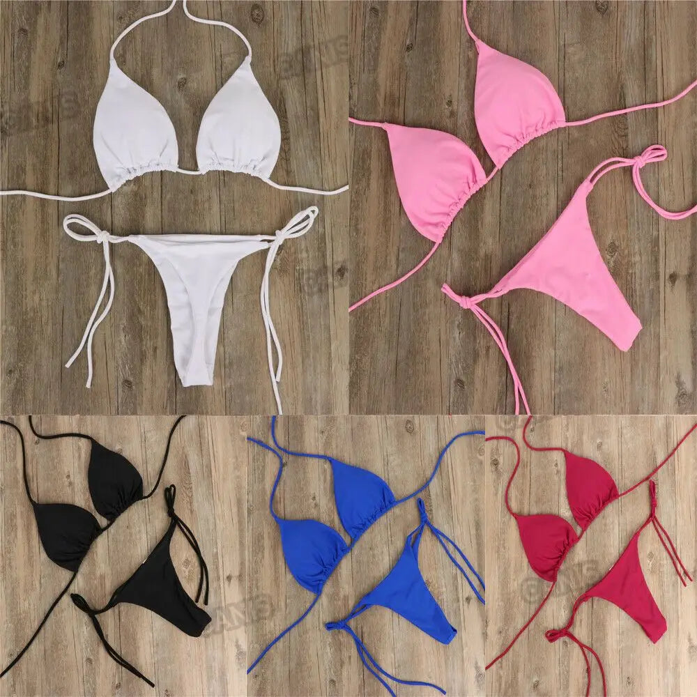 Moda tinta unita Sexy perizoma perizoma Backless Split costume da bagno costume da bagno brasiliano costumi da bagno Bikini Set