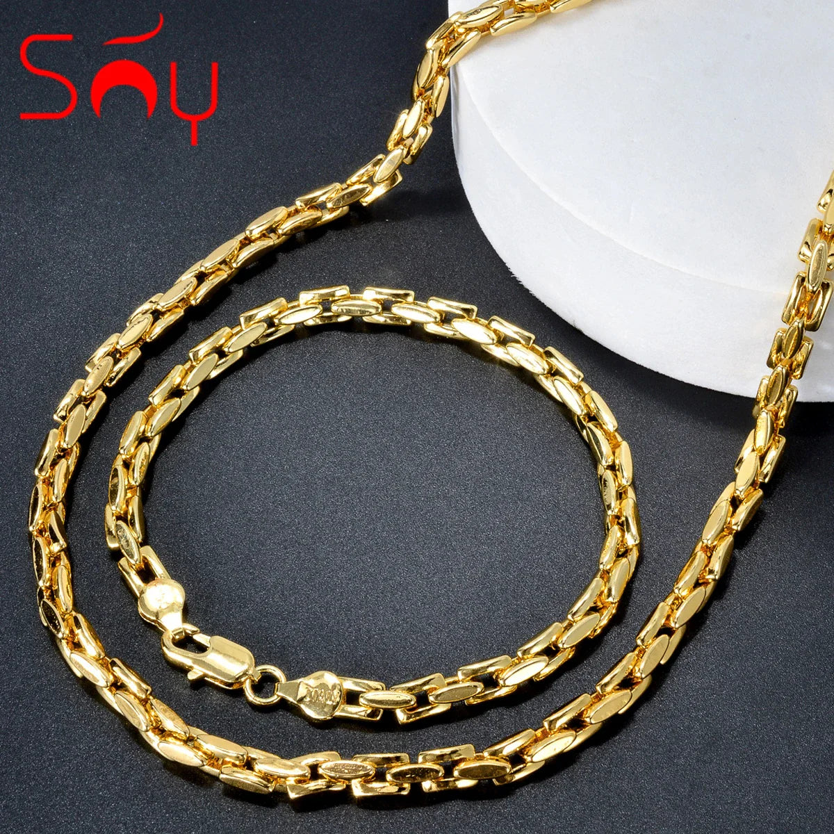Sunny Jewelry Set Classic placcato oro collana bracciale per donna uomo Luxury Punk rame Link catene collana braccialetto regalo