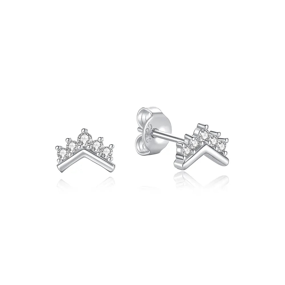 Orecchini Originali in Argento Sterling 925, Modello 2026, a Perno e a Cerchio con Cristalli, per Donna, in Oro Rosa, con Corona, Cuore, Infinito, Ape, Gioielli