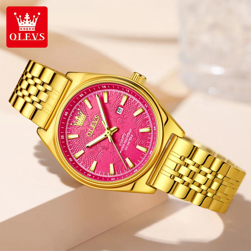 Orologio OLEVS 3703 da donna, elegante orologio al quarzo da donna, marca di alta gamma, impermeabile, luminoso, con calendario, orologio da polso di lusso per signora.