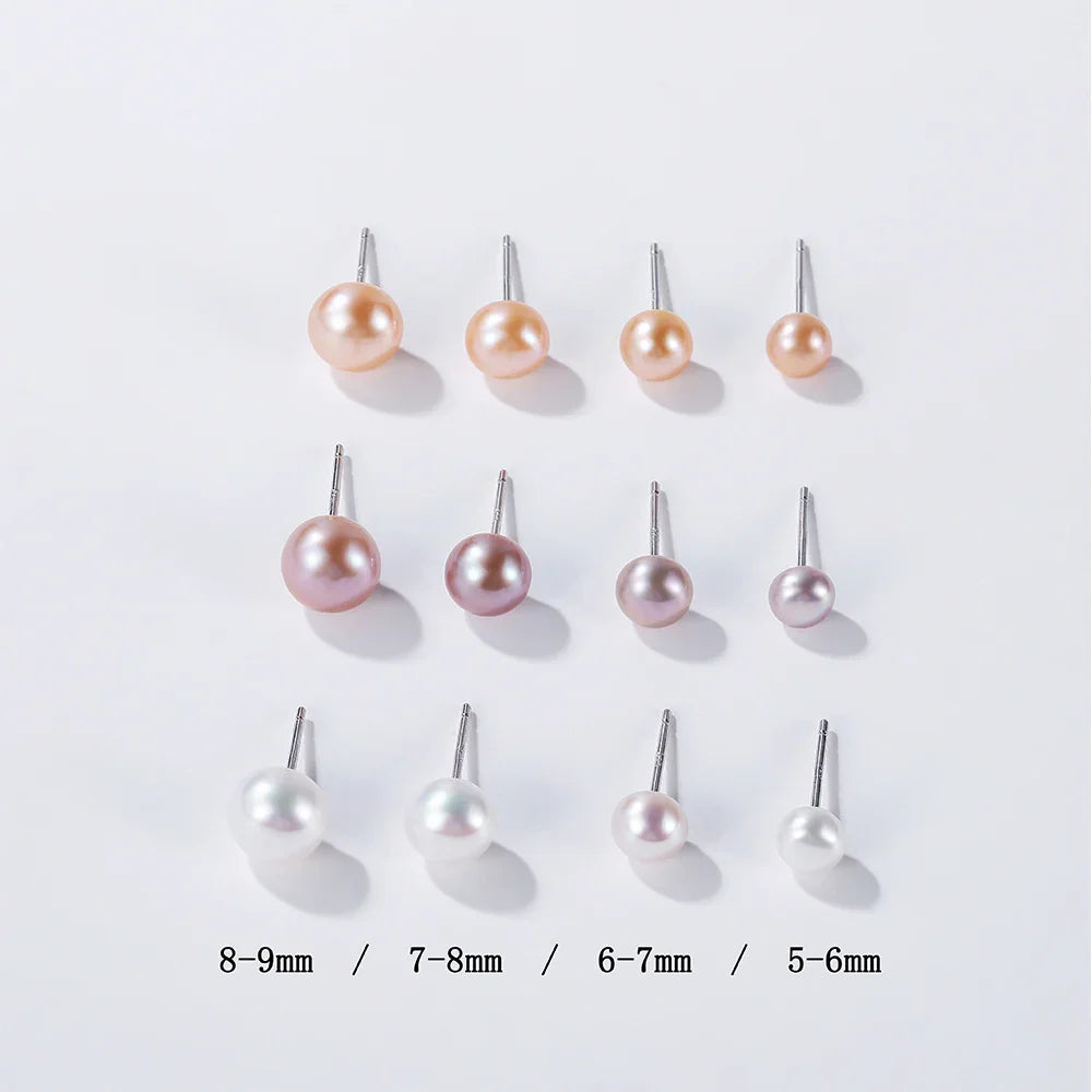 Orecchini a Perno con Perle Naturali d'Acqua Dolce per Donne, Argento Sterling 925, Gioielli Semplici e Colorati con Perle Selezionate a Mano