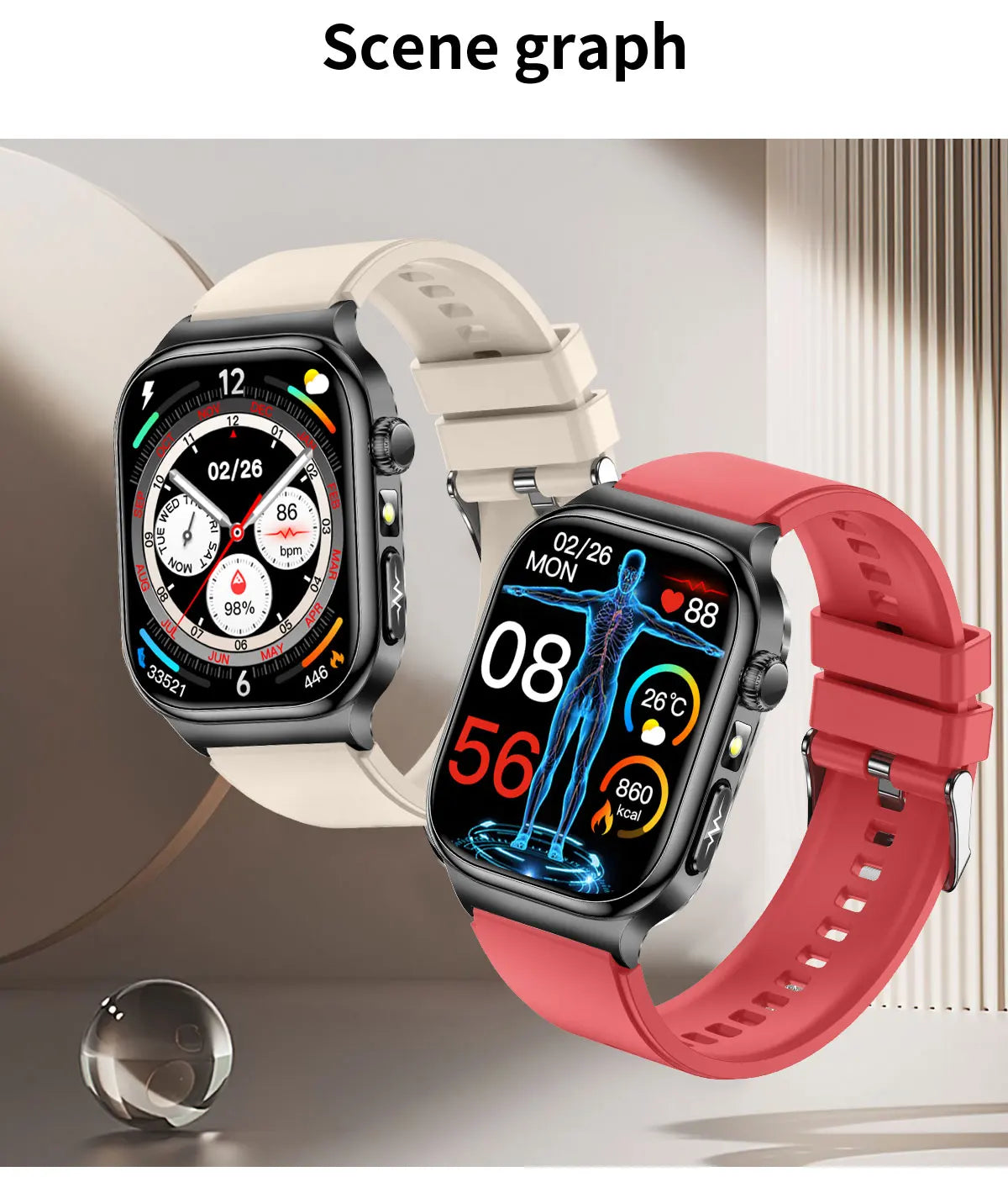 2026 Nuovo Misurazione Accurata Salute Smart Watch ECG + PPG Acido Urico Pressione Sanguigna Lipidi Nel Sangue Chiamata BT Smartwatch Per Le Donne Degli Uomini