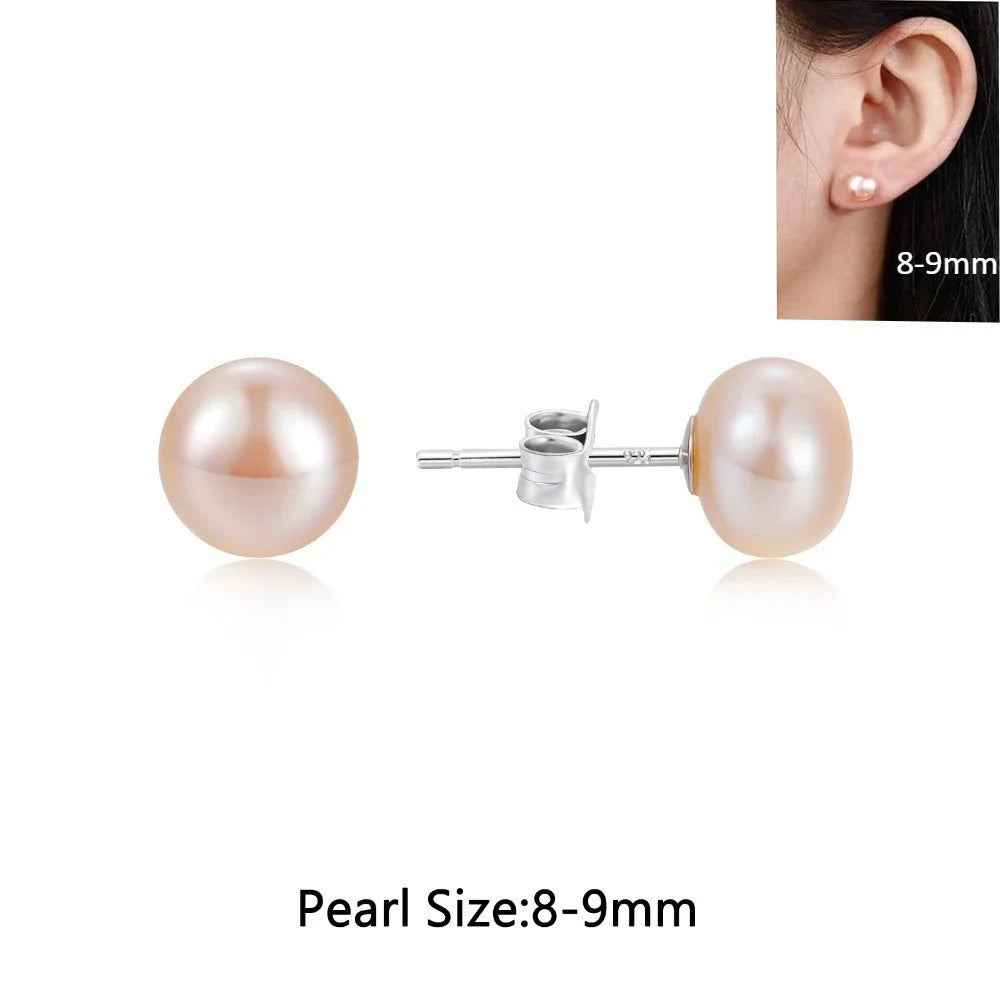 Orecchini a Perno con Perle Naturali d'Acqua Dolce per Donne, Argento Sterling 925, Gioielli Semplici e Colorati con Perle Selezionate a Mano