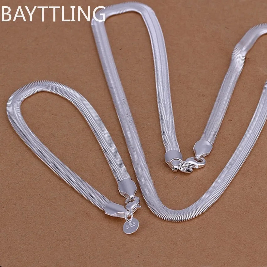 Commercio all'ingrosso 925 sterling silver collana bracciali set di gioielli 6MM piatto morbido catena del serpente moda donna uomo matrimonio fine
