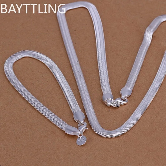 Commercio all'ingrosso 925 sterling silver collana bracciali set di gioielli 6MM piatto morbido catena del serpente moda donna uomo matrimonio fine
