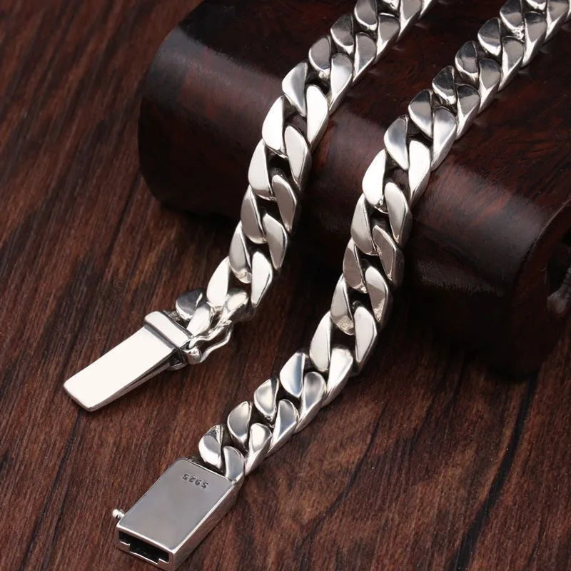 100% S925 Collana in argento sterling Bracciale Punk S925 Gioielli in argento Non sbiadisce mai Carry certificato Uomo Donna Gioielli Regali