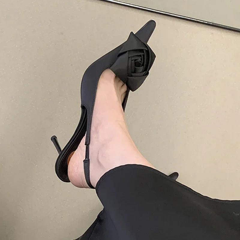 Aneikeh Summer Street Style Elegant Sexy Flower Designer Pointed Toe High Heels Women Shallow Fashion Pumps Banquet Dress Shoes