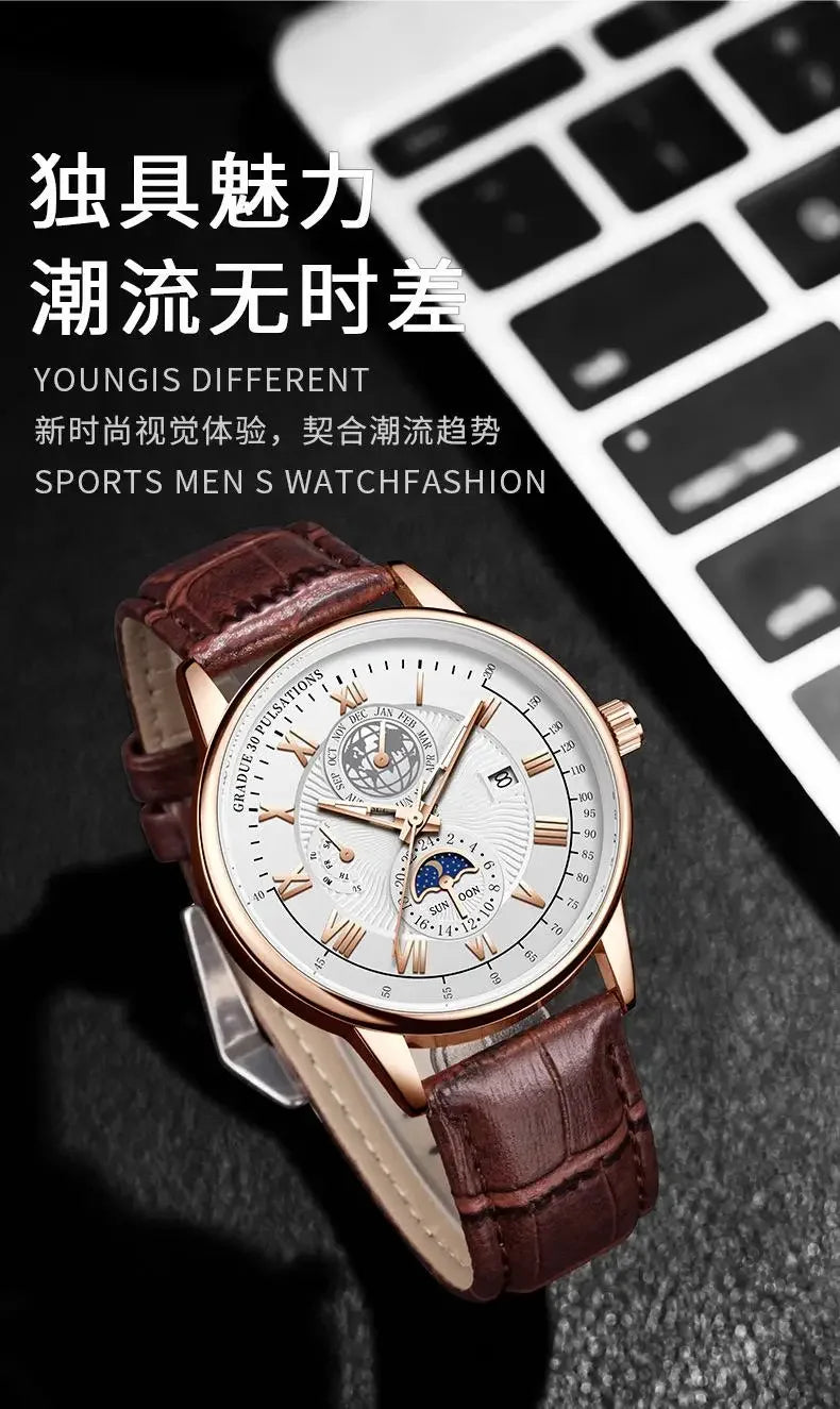 2024 Orologio da uomo alla moda Orologio da polso da uomo sportivo di lusso alla moda Orologio da uomo al quarzo con data in pelle luminosa impermeabile Orologio da uomo