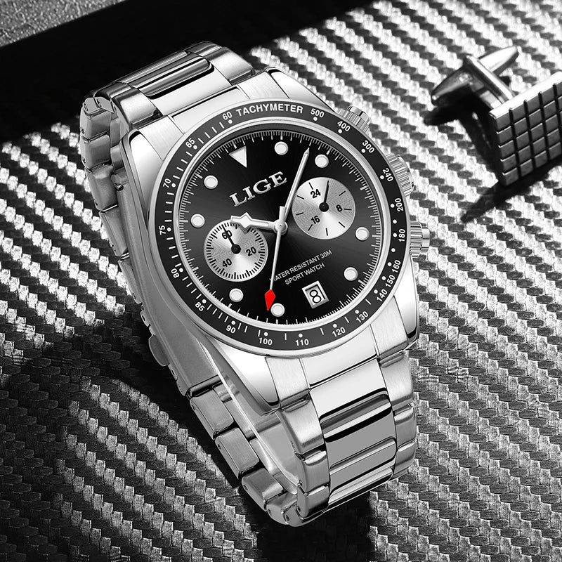 LIGE Nuovi orologi da uomo Orologi da polso al quarzo da uomo di lusso delle migliori marche Cronografo sportivo impermeabile e luminoso Relogio Masculino+BOX