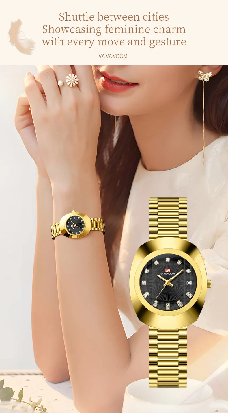 2024 nuove donne orologio ovale 34mm movimento al quarzo in acciaio inossidabile marchio di lusso acqua diamante oro nero vestito casual orologio da banchetto