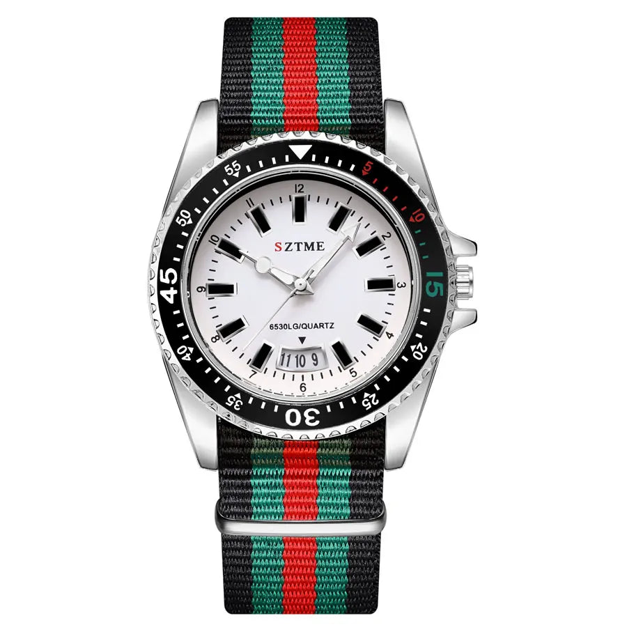 Nuovo orologio da calendario con cinturino in nylon da uomo alla moda, lussuoso e semplice orologio al quarzo con luce notturna per uomo d'affari e donna