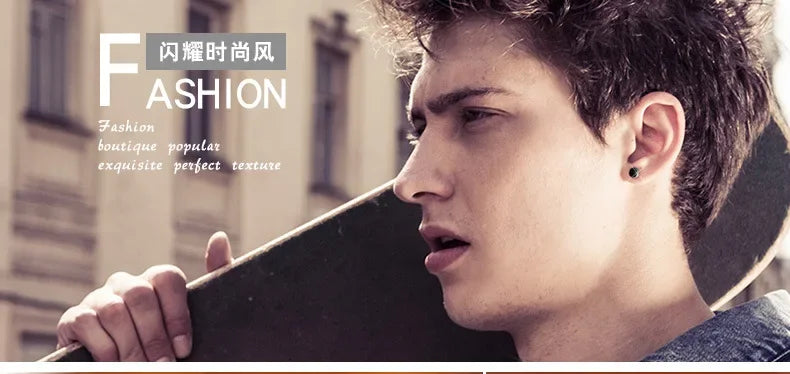 Lihong Orecchini in argento 925 personalizzati Orecchini singoli da uomo Gioielli hip-hop punk di strada