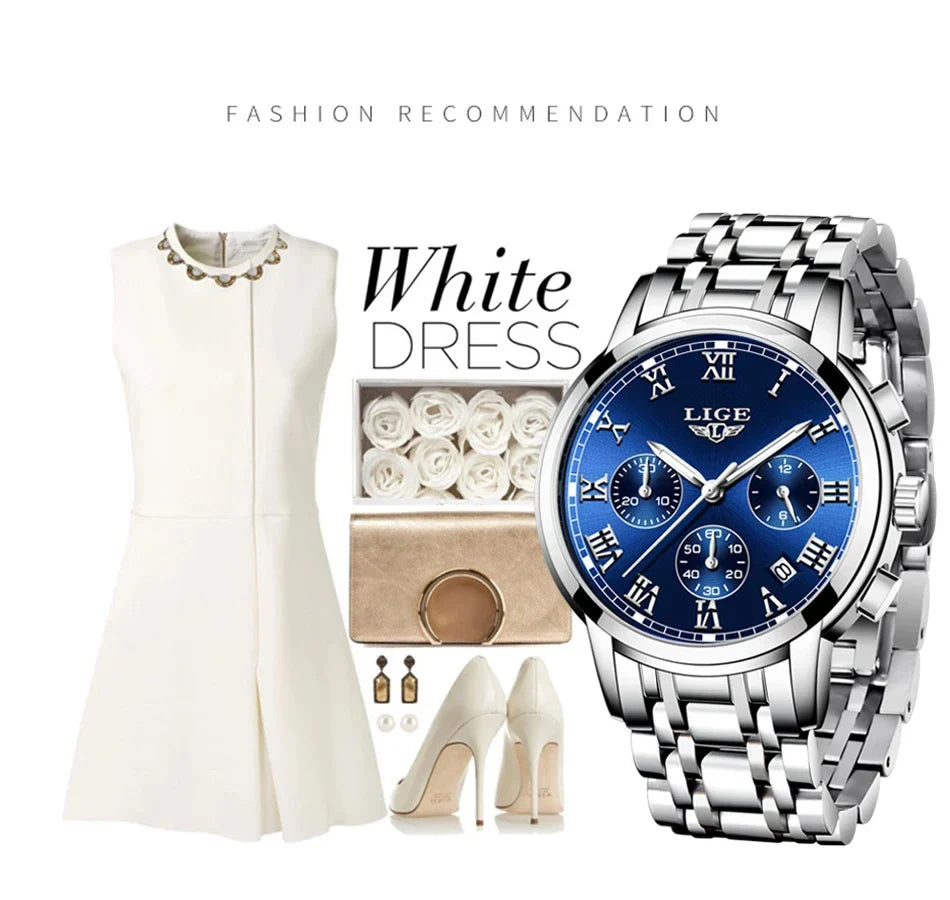 LIGE 2024 nuove donne di moda orologi da donna top brand di lusso creativo bracciale da donna in acciaio orologi orologio impermeabile al quarzo femminile