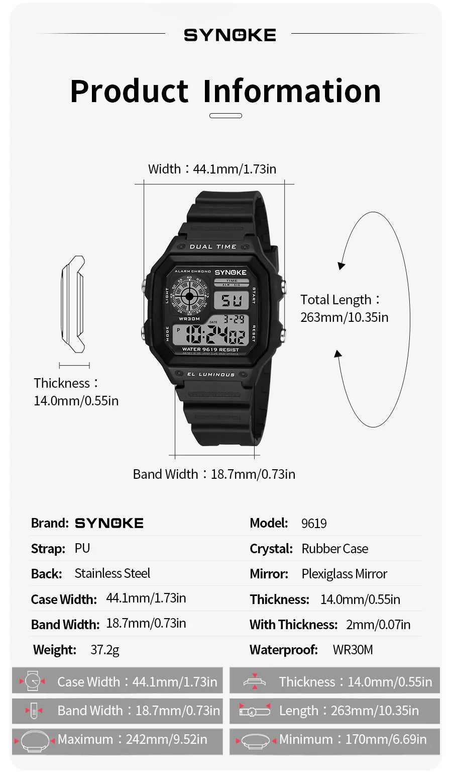 SYNOKE Military Digital Watches Men Sports cronografo luminoso impermeabile maschile orologi da polso elettronici Relogio Masculino