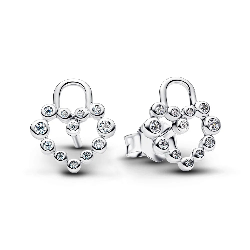 Orecchini e Ciondolo con Zirconi Scintillanti, Combinazione Fiore di Ciliegio e Farfalla, Orecchini in Argento 925, Regalo Ideale per Donne