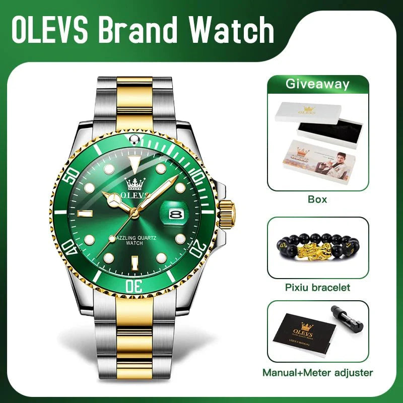 OLEVS 5885 Orologio da uomo Orologio al quarzo impermeabile di marca originale Cinturino in acciaio inossidabile Data automatica Orologi da regalo da uomo per uomo