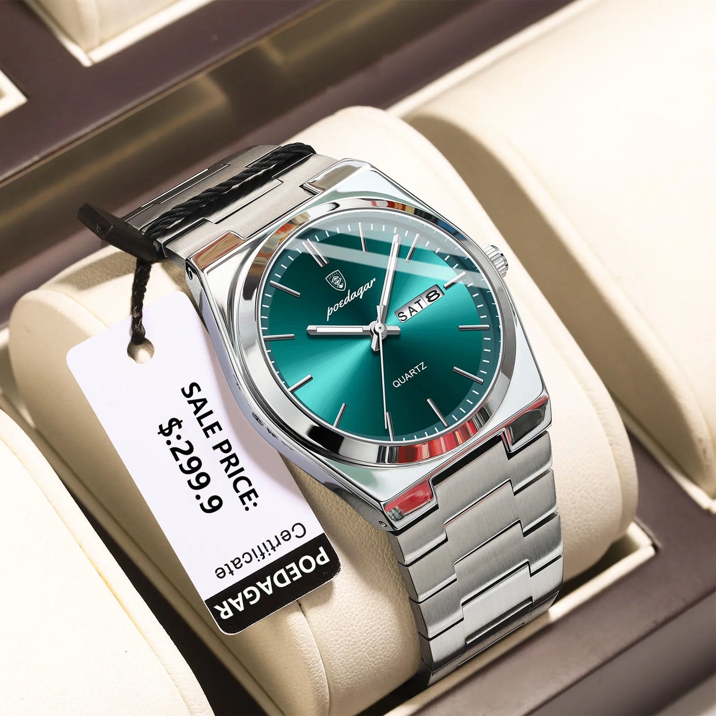 POEDAGAR Orologi da uomo di lusso Impermeabile luminoso Data Settimana Orologio da uomo in acciaio inossidabile Moda casual Orologio da polso da uomo al quarzo Reloj