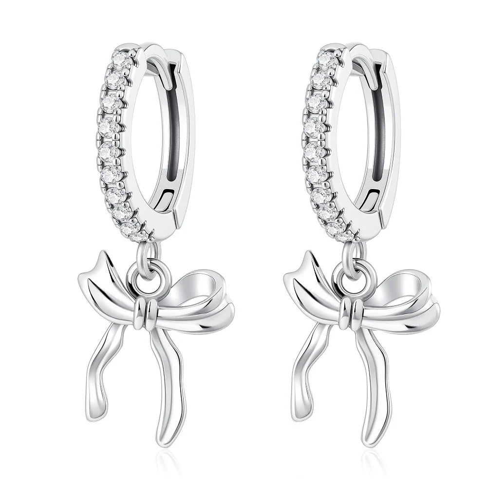 2025 Orecchini a cerchio in cristallo per le donne Orecchini gioielli Farfalla rosa Bule Moon Star Orecchini originali in argento sterling 925