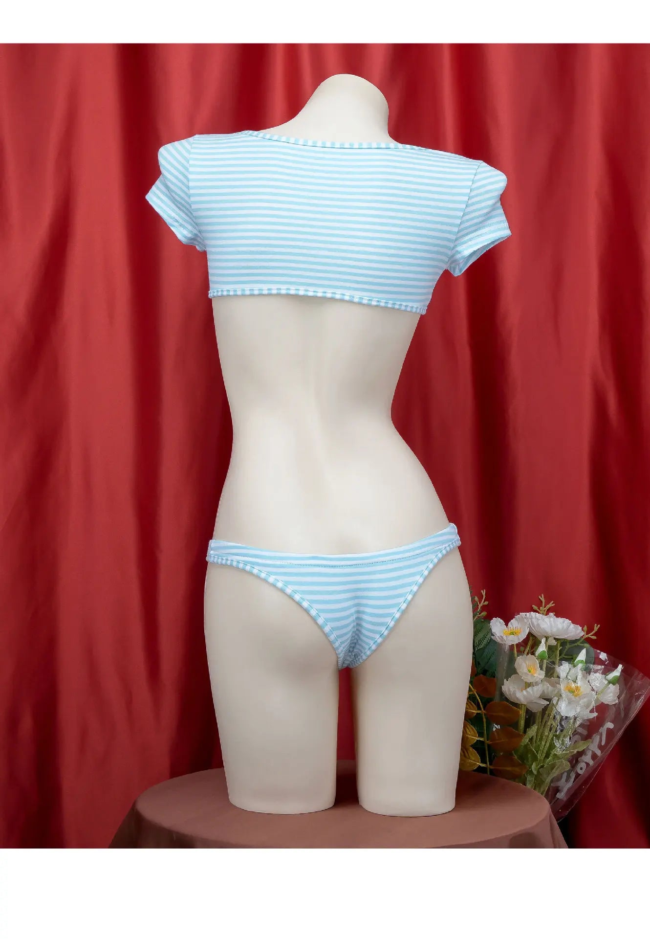 La biancheria intima giapponese della maglietta a righe Super corte imposta il Bikini uniforme delle ragazze del Costume Cosplay della scuola di stile a tre punti