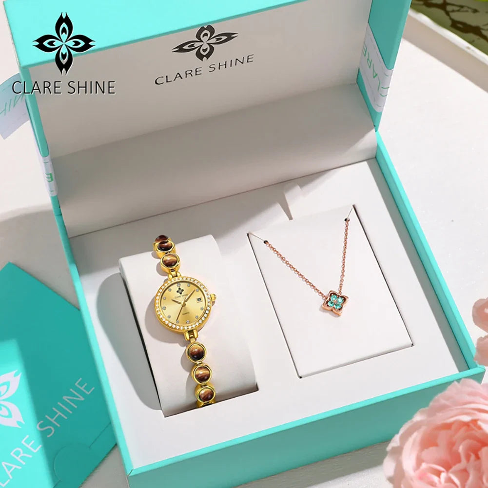 Orologio da donna CLARE SHINE Brand 7708, elegante orologio al quarzo di lusso, impermeabile, con datario, collezione Stellar Eyes.