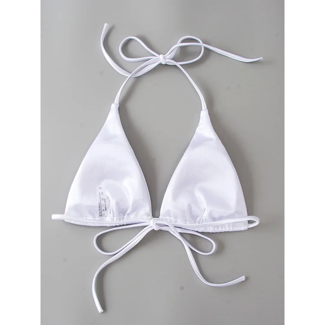 Sexy 13 colori Halter Satin Bikini brasiliano Donna Costumi da bagno Costume da bagno femminile Bikini a due pezzi Bagnante Costume da bagno Swim V4966