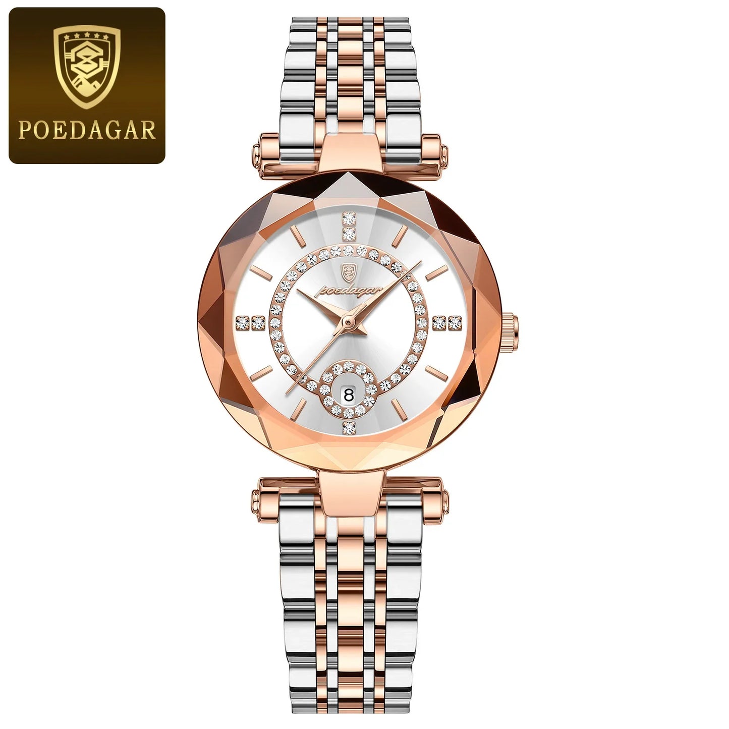 POEDAGAR Orologio da polso originale alla moda per donna Orologio da donna al quarzo con data in acciaio inossidabile impermeabile Orologi da donna casual di lusso