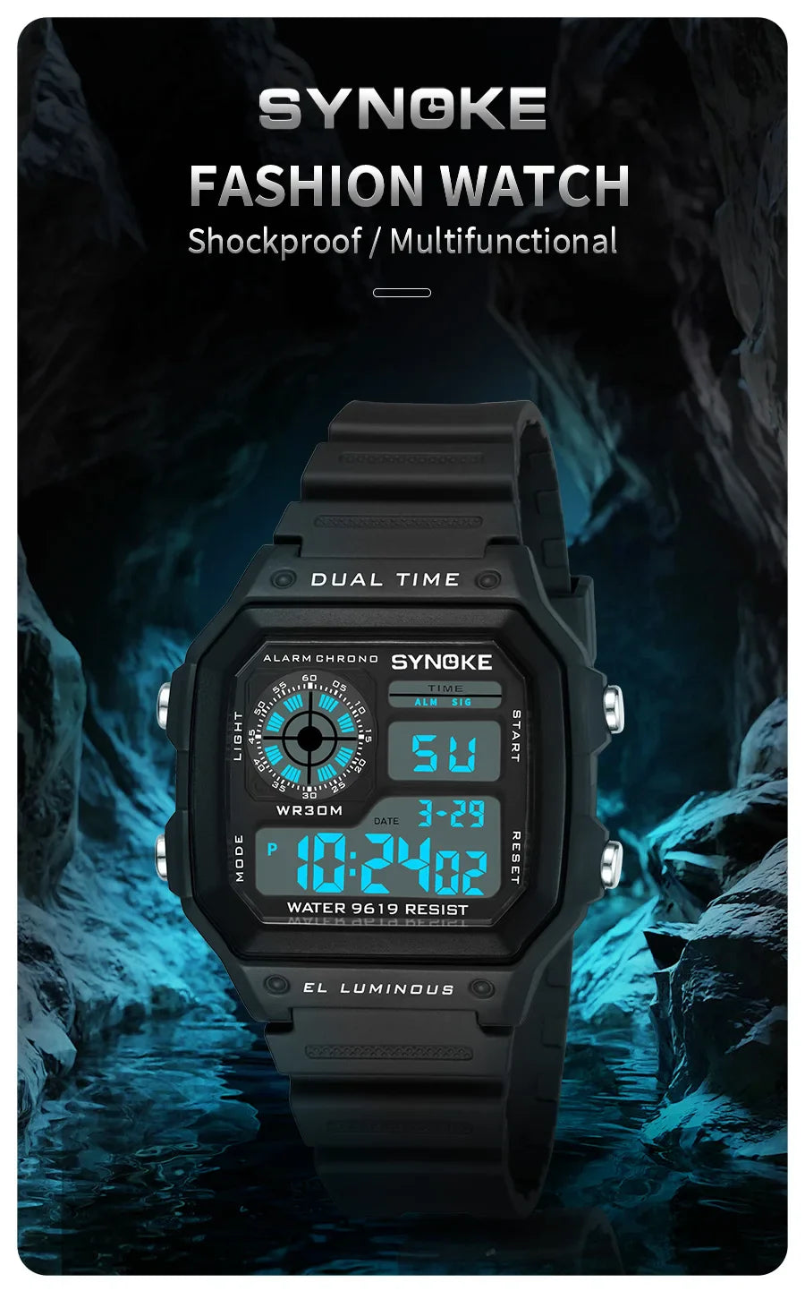 SYNOKE Military Digital Watches Men Sports cronografo luminoso impermeabile maschile orologi da polso elettronici Relogio Masculino