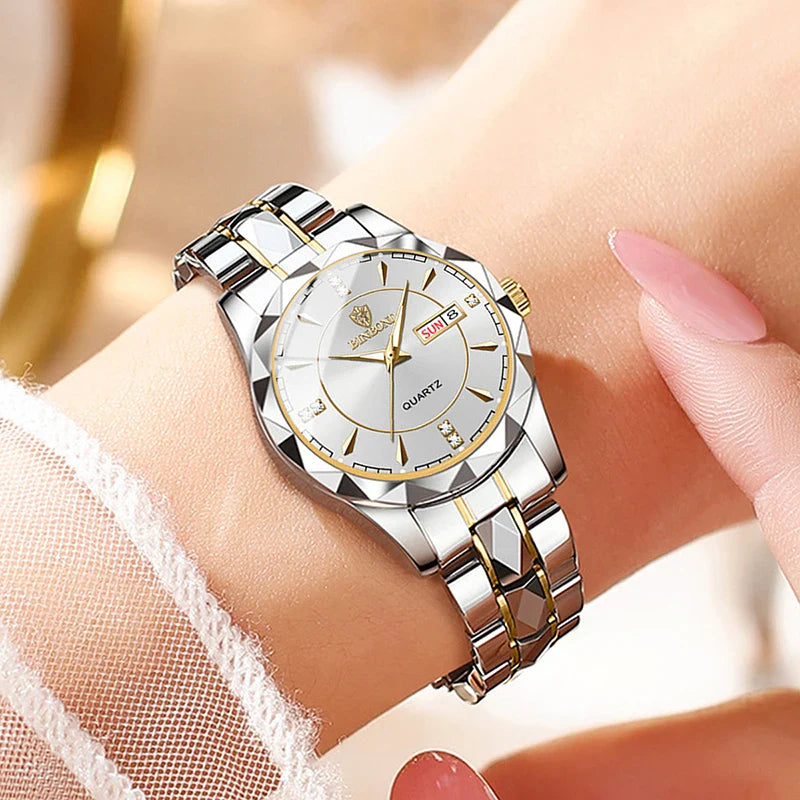 BINBONG Orologi da donna Orologio al quarzo da donna di moda di lusso Orologio da polso in acciaio inossidabile con data luminosa impermeabile Regalo per gli amanti della fidanzata
