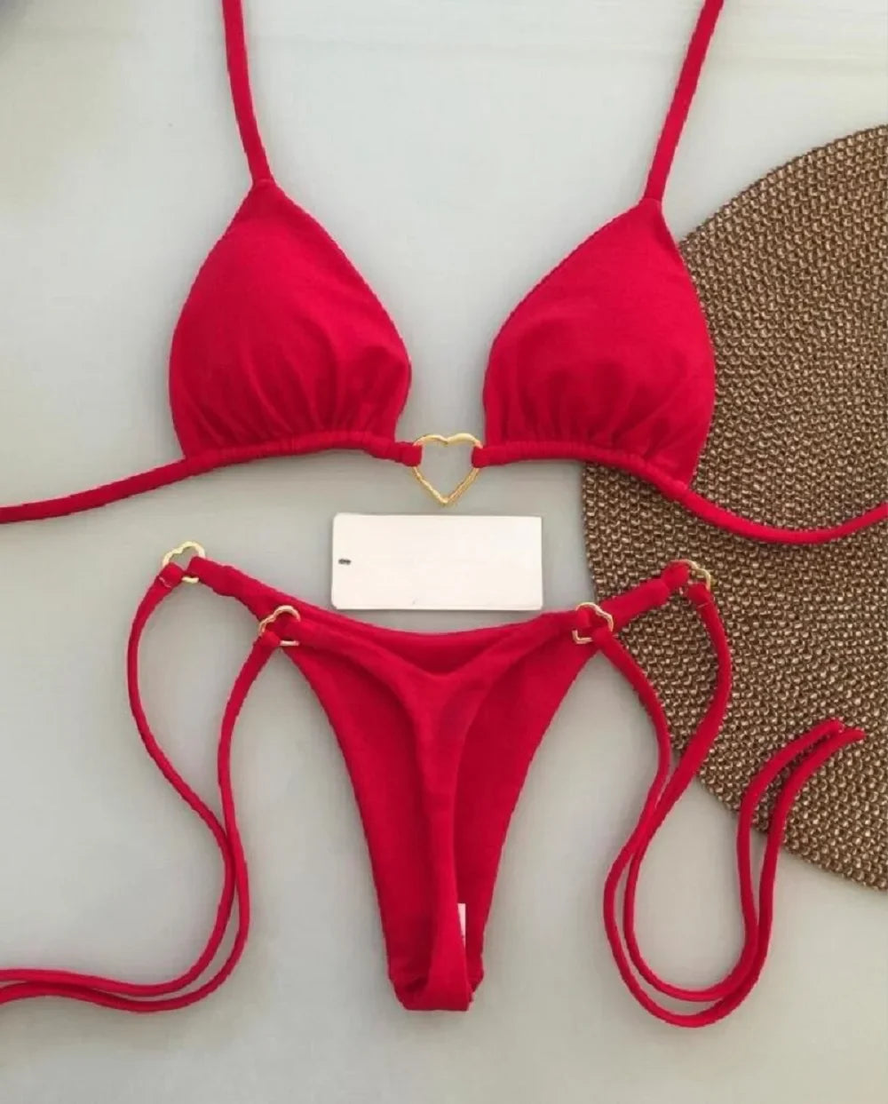 Nuovo bikini bianco a tinta unita da donna, costume da bagno alla moda con lacci a vita bassa, set due pezzi