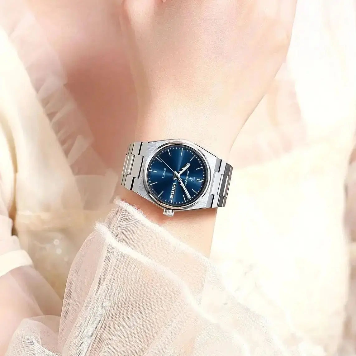 POEDAGAR Top squisito orologio da polso da donna impermeabile al quarzo luminoso orologio da donna casual data settimana orologi da donna in acciaio inossidabile