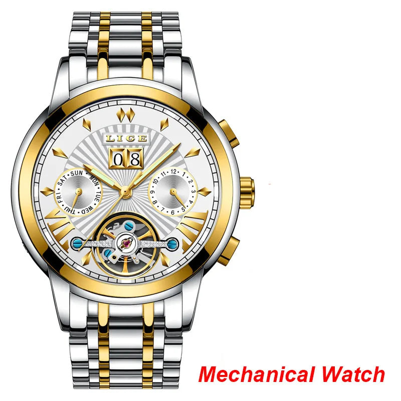 Orologi da Polso Meccanici Automatici LIGE 2026 per Uomo, Marca di Lusso, Orologio da Uomo con Tourbillon, Moda Business, Impermeabile