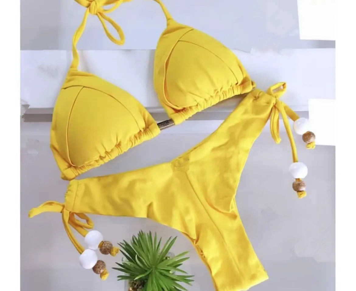 RUOTONGSEPT 2025 Nuovo Sexy Costume da Bagno Triangolare in 13 Colori per Donne, Bikini Brasiliano, Costume Push-Up, Set Bikini da Spiaggia