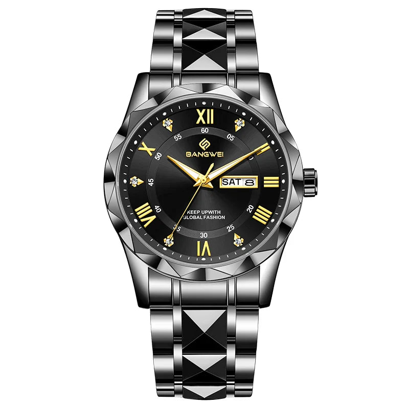 BANGWEI Orologio da donna elegante e lussuoso al quarzo, orologio da polso classico e semplice in acciaio inossidabile, con data automatica, impermeabile, con diamanti