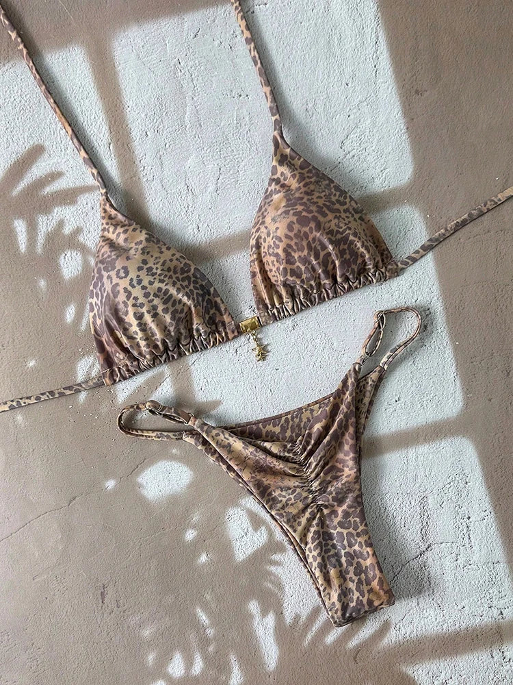 Sexy Leopardo Push Up Bikini Costumi da bagno a due pezzi 2026 Micro Bikini Set Costume da bagno donna Abbigliamento da spiaggia Perizoma Costumi da bagno per donna