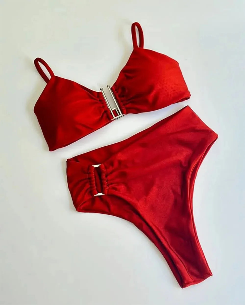 Bikini a Fascia Push-Up Donna 2024, Costume da Bagno Sexy Femminile, Set Bikini Brasiliano con Perizoma, Tinta Unita, Abbigliamento da Spiaggia