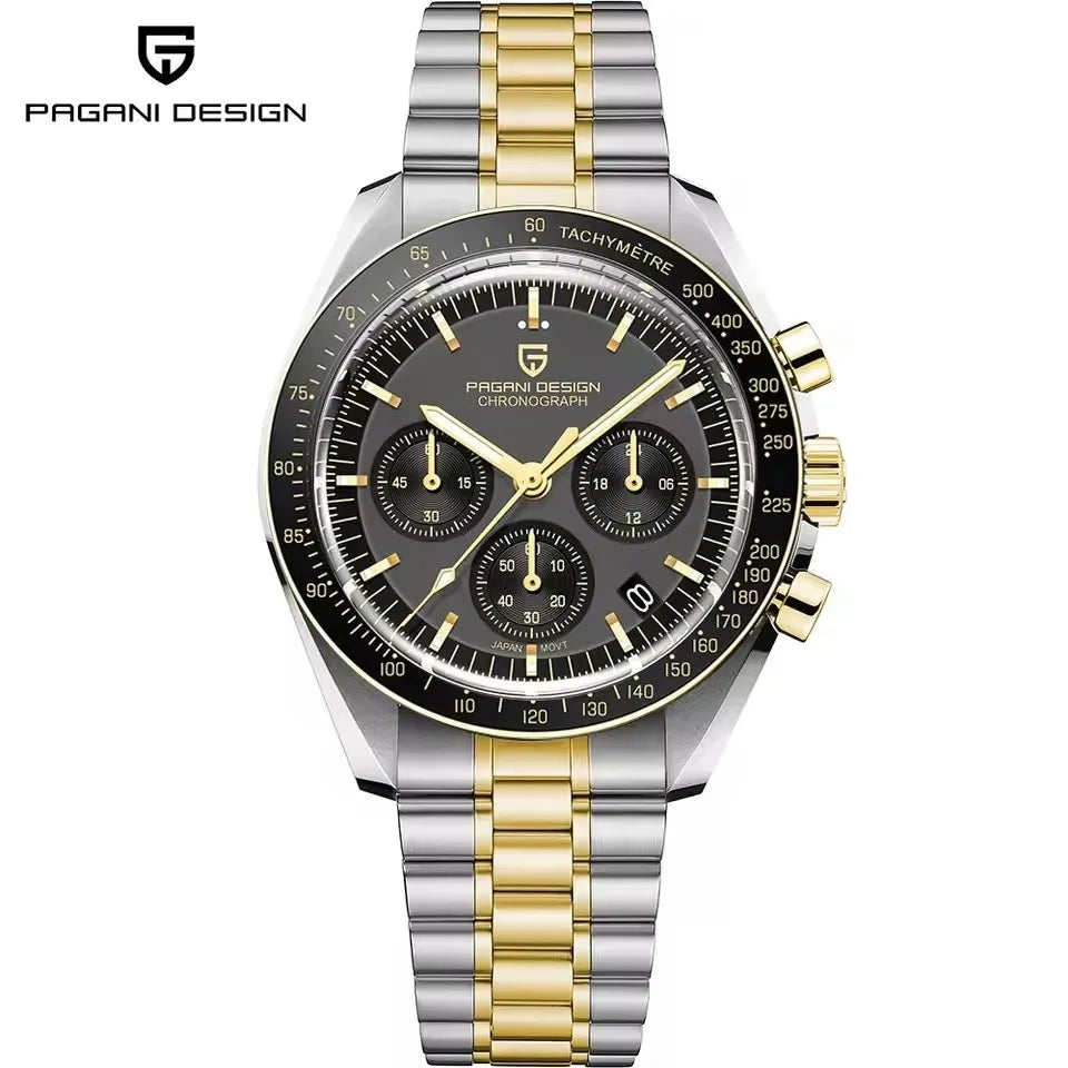 PAGANI DESIGN 500 Orologio da Uomo di Lusso con Cronografo Sportivo, Quadrante Tondo, Vetro Zaffiro AR, Movimento Giapponese, Acciaio 316L, Luminoso