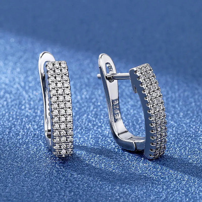 Orecchini in argento sterling 925 gioielli di alta qualità retrò modello semplice orecchini con zirconi bianchi viola vendita calda