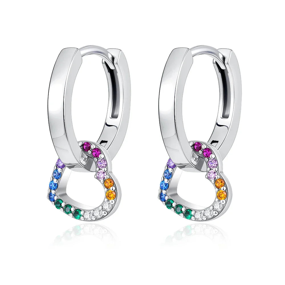 2025 Orecchini a cerchio in cristallo per le donne Orecchini gioielli Farfalla rosa Bule Moon Star Orecchini originali in argento sterling 925