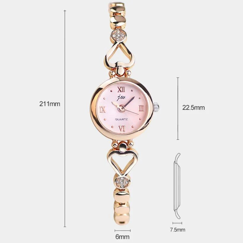 Orologio da polso da donna Orologio da polso di lusso da donna in argento rosa oro squisito con strass Orologio Relogio al quarzo femminile alla moda semplice