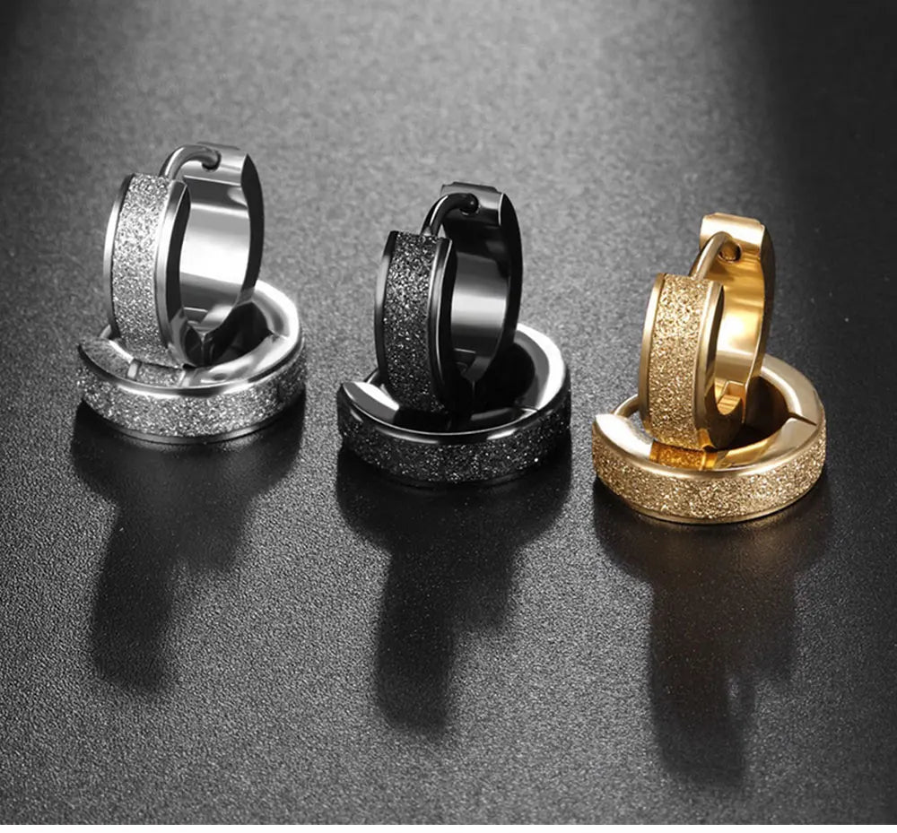 Orecchini a cerchio in acciaio inossidabile con glassa larga 2 pezzi orecchini rotondi neri per donna uomo Punk Vintage Circle Earring Jewelry Statement
