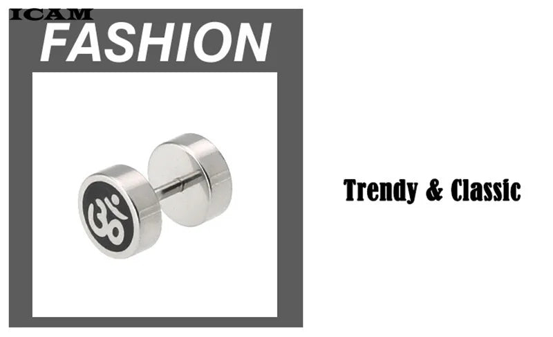 ICAM 1 paio di semplici manubri in acciaio inossidabile uomo/donna orecchini a bottone stile Punk moda acciaio 316L gioielli da uomo regalo 3 colori