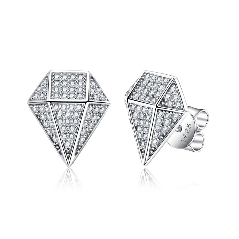 MossanRappr 0.94cttw Moissanite Eleganti orecchini a rombo in argento sterling 925 D Colore ghiacciato Gioielli Hip Hop per uomo Donna