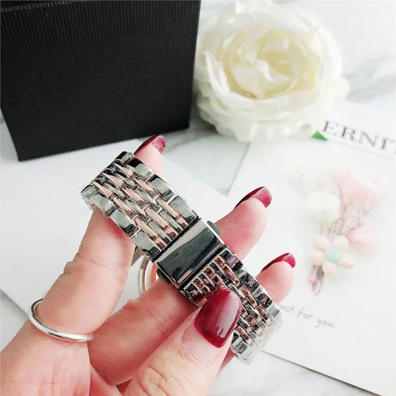 Orologio da Polso Semplice ed Elegante Automatico al Quarzo in Acciaio Inossidabile per Donna Montre Homme Relogio Feminino