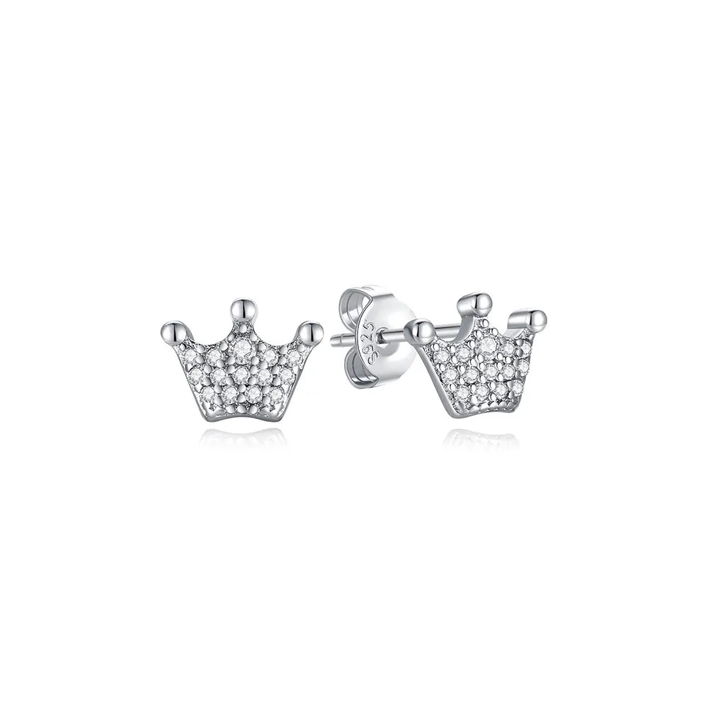 Orecchini Originali in Argento Sterling 925, Modello 2026, a Perno e a Cerchio con Cristalli, per Donna, in Oro Rosa, con Corona, Cuore, Infinito, Ape, Gioielli