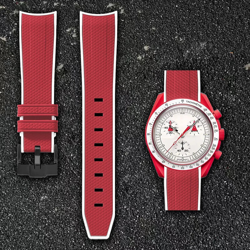 Per Omega Swatch 20mm Curva cinturino per orologio Speedmaster MoonSwatch Planet Snoopy cinturino cinturino a sgancio rapido braccialetto in gomma