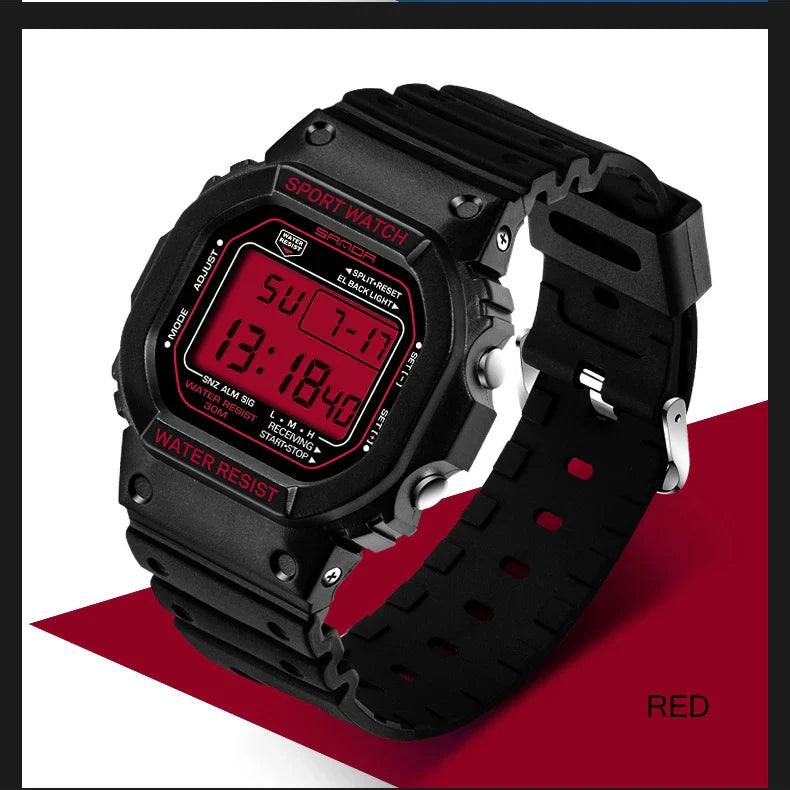 SANDA G Style LED Orologio digitale Unisex Antiurto Impermeabile Orologi sportivi Ragazzo Ragazza Cronometro Orologio elettronico a LED militare