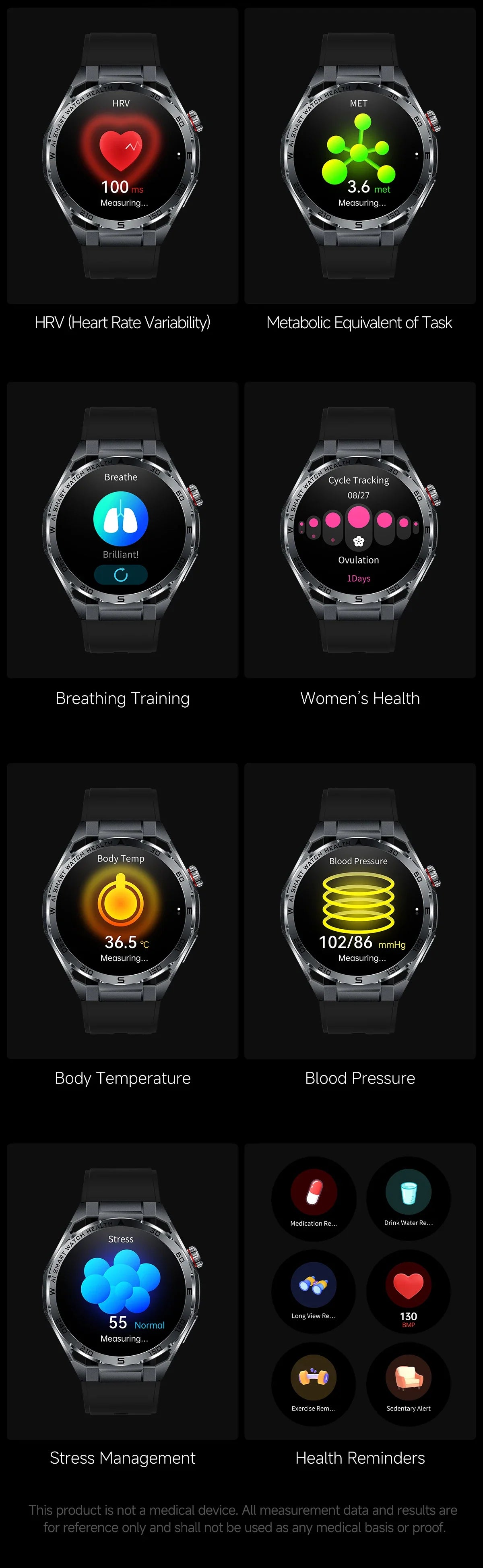 Nuovo Smartwatch 2026 con Analisi del Grasso Corporeo ECG+PPG, Acido Urico, Pressione Sanguigna, Ossigeno nel Sangue, Chiamate Bluetooth, Orologio Sportivo Intelligente per Uomini e Donne