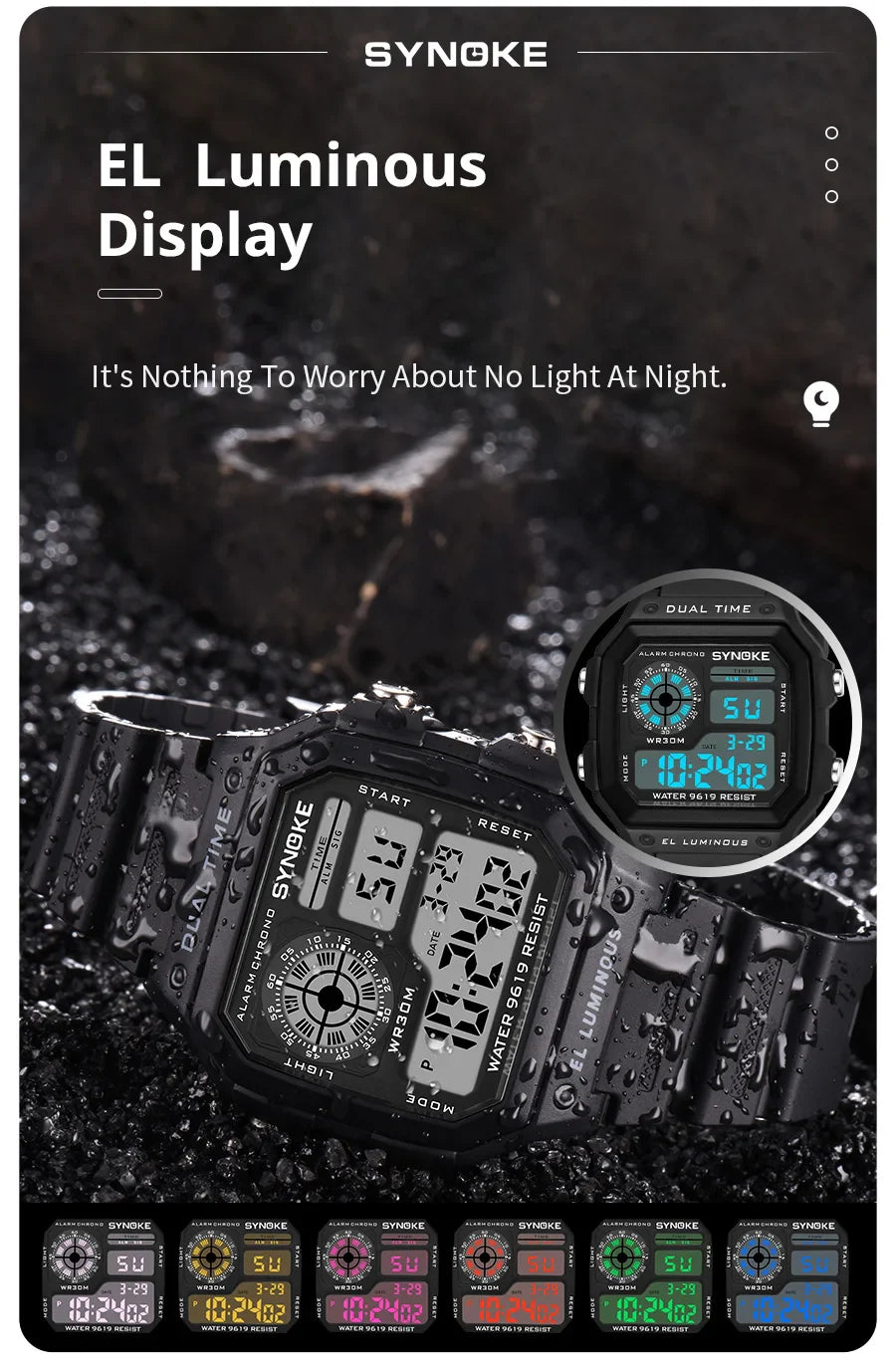 SYNOKE Military Digital Watches Men Sports cronografo luminoso impermeabile maschile orologi da polso elettronici Relogio Masculino