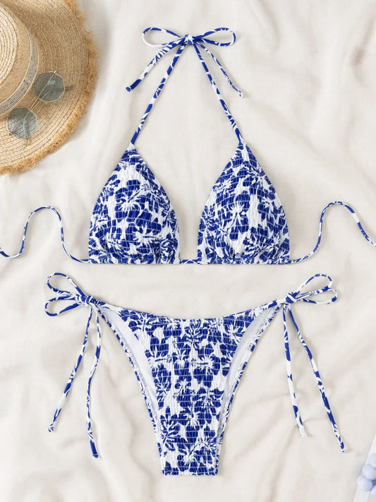 Set Bikini a Triangolo per Donna, Sexy Costume da Bagno Brasiliano a Due Pezzi con Lacci, Grazioso Costume da Bagno