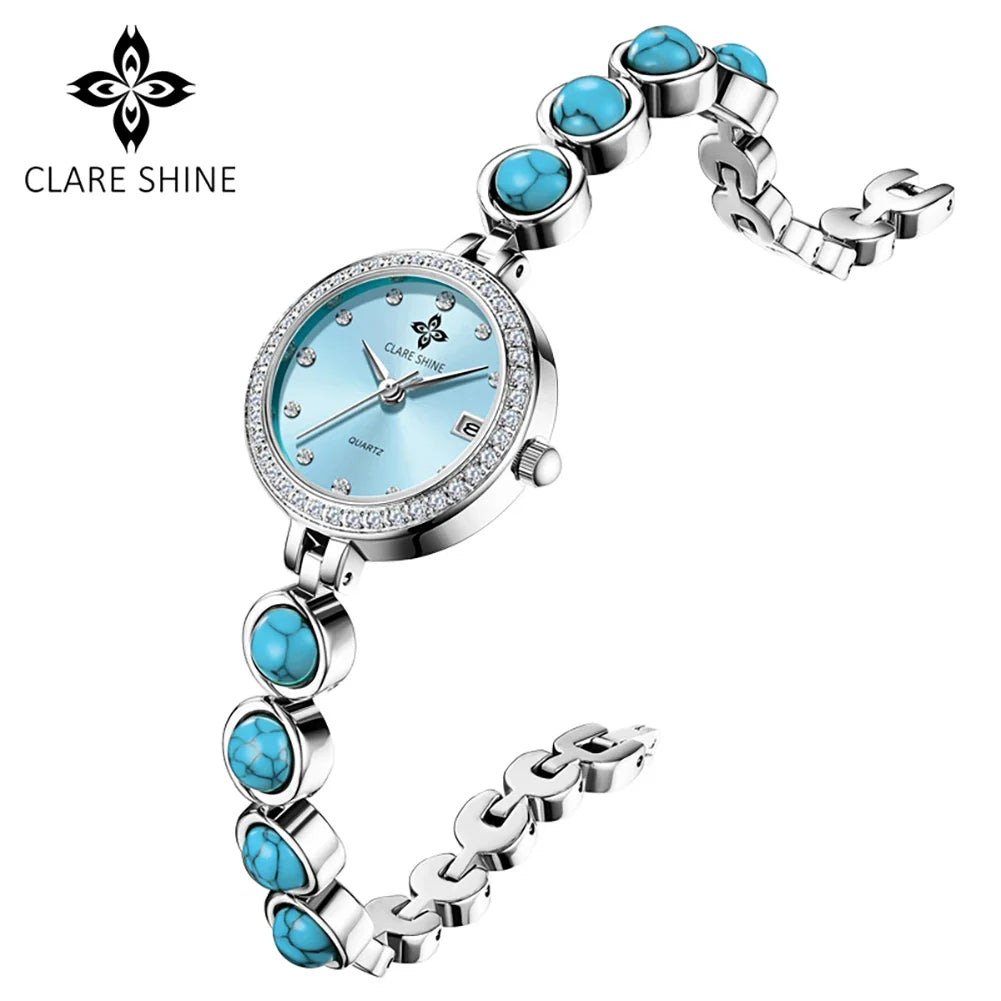 Orologio da donna CLARE SHINE Brand 7708, elegante orologio al quarzo di lusso, impermeabile, con datario, collezione Stellar Eyes.